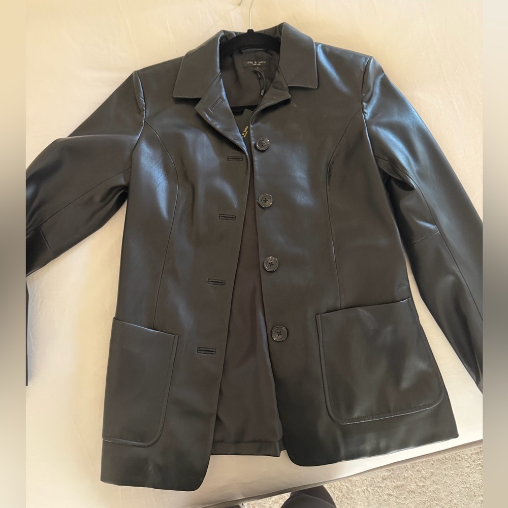 rag & bone Black  drew faux leather blazer